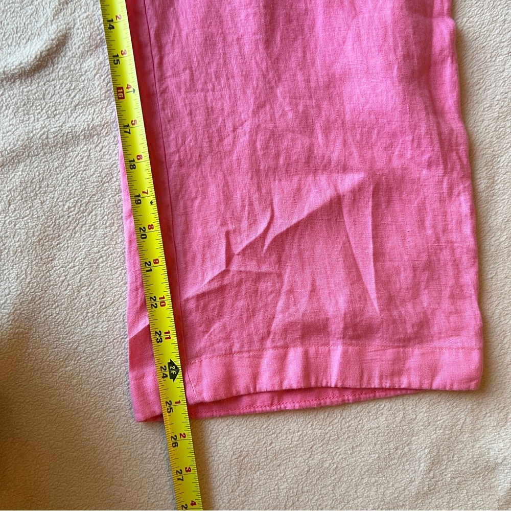 Lilly Pulitzer Linen Wide Leg Pants Crop Size M Pink Drawstring Coastal Pull On - Picture 16 of 16